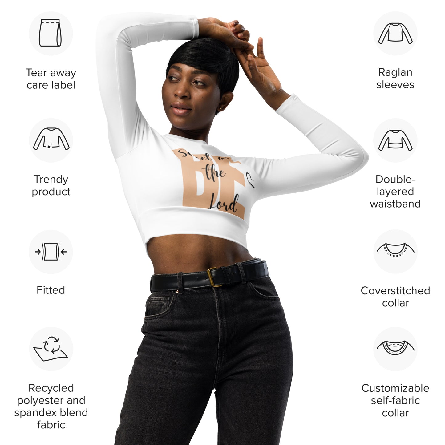 Be Sweet In The Lord long-sleeve crop top